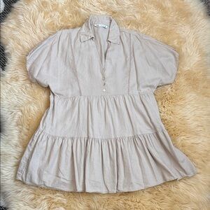 Zara Light Beige Tiered Dress Large
